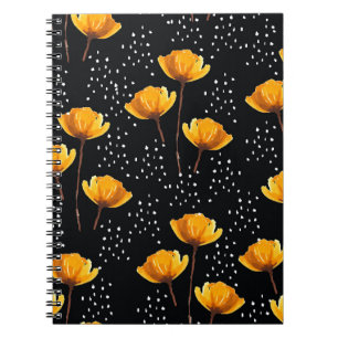 Illustratiepatroon voor levendige bloem- en polka- notitieboek
