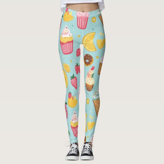 Illustratiepatroon voor schattige voedingsmiddelen leggings (Voorkant)