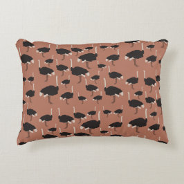 Illustratiepatroon voor vogels Ostrich Bird Accent Kussen