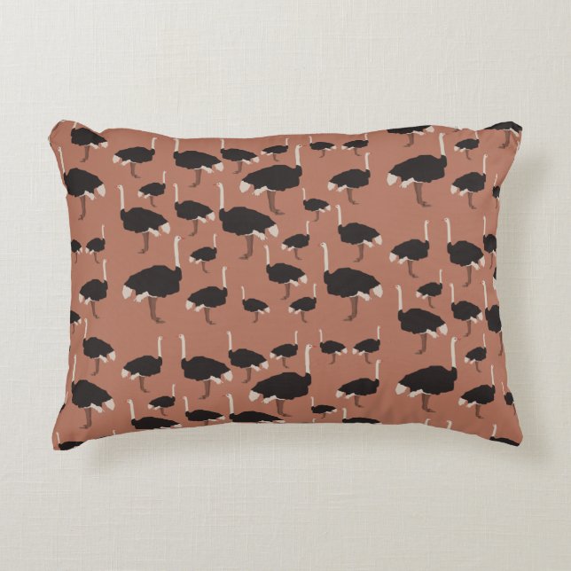 Illustratiepatroon voor vogels Ostrich Bird Accent Kussen (Voorkant)