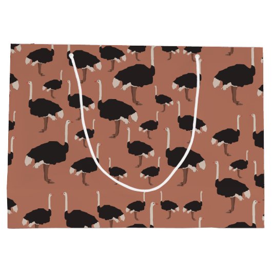 Illustratiepatroon voor vogels Ostrich Bird Groot Cadeauzakje (Achterkant)