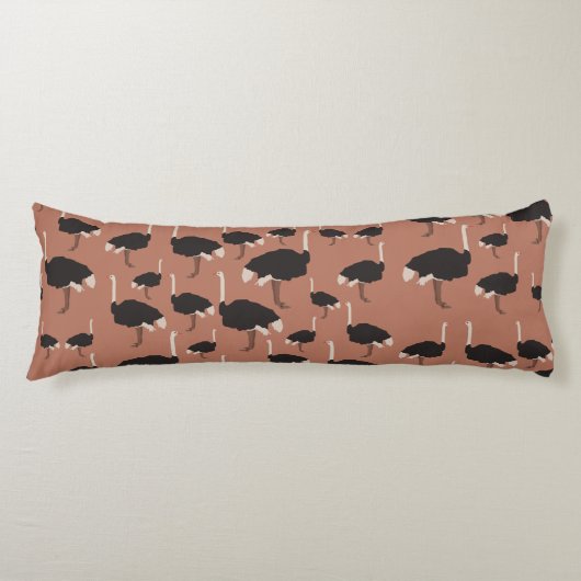 Illustratiepatroon voor vogels Ostrich Bird Lichaamskussen (Voorkant)