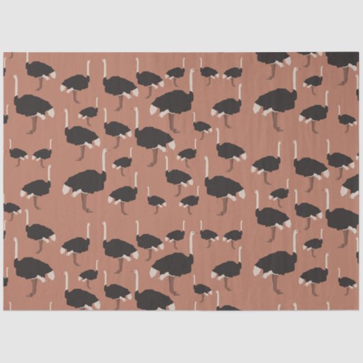 Illustratiepatroon voor vogels Ostrich Bird Tissuepapier (Voorkant)