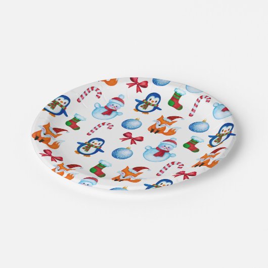 Illustratiepatroon voor Waterverf kerstmis Papieren Bordje (Gekanteld)