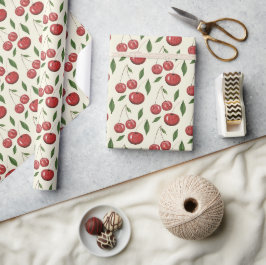 Illustratiepatroon Waterverf zoete kersen Cadeaupapier