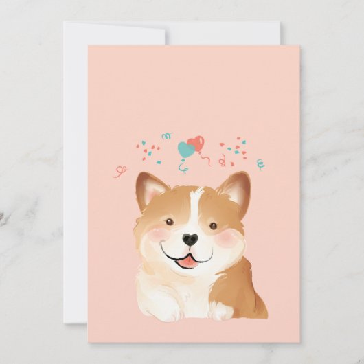 Illustratieportret Corgi Butt Pet Dog Bedankkaart (Voorkant)