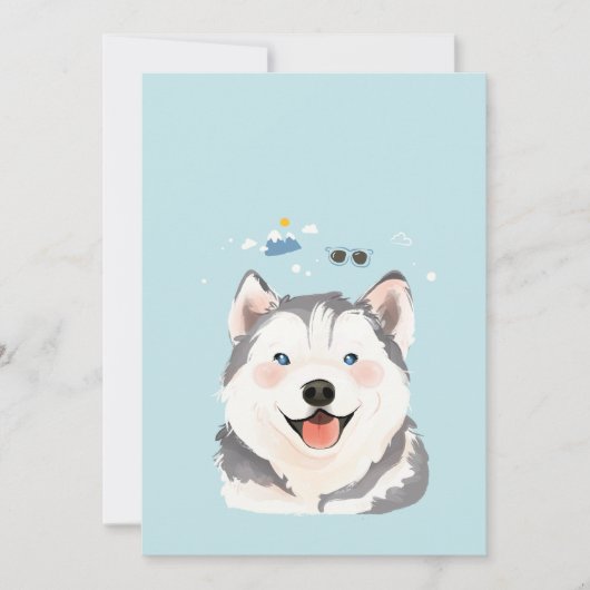 Illustratieportret Siberian Husky Pet Dog Bedankkaart (Voorkant)