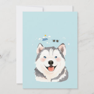 Illustratieportret Siberian Husky Pet Dog Bedankkaart