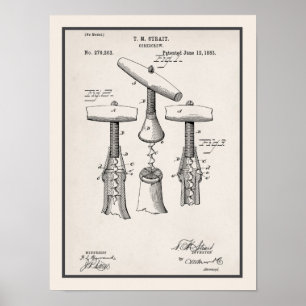 Illustratieprint van antieke kurkentrekker poster
