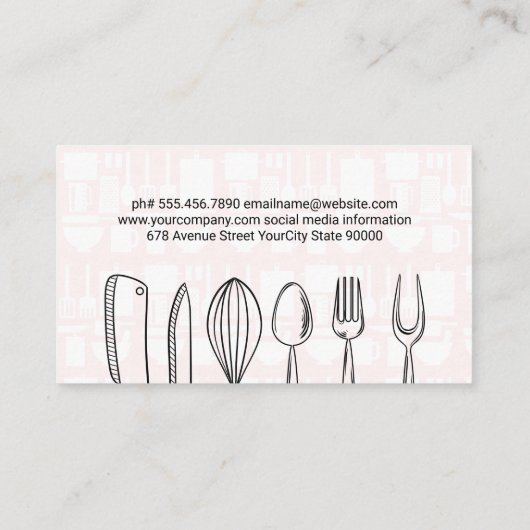 Illustraties Keukengerei Visitekaartje (Achterkant)