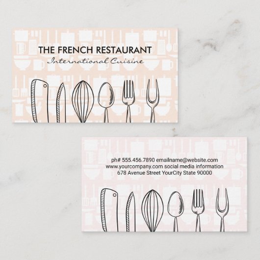 Illustraties Keukengerei Visitekaartje (Voorkant / Achterkant)