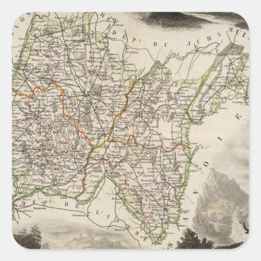 Illustraties, landschappen vierkante sticker (Voorkant)