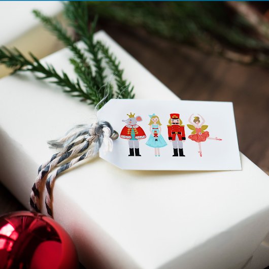 Illustraties met kerstvoedingskraker cadeaulabel