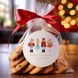 Illustraties met kerstvoedingskraker ronde sticker