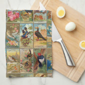 Illustraties uit de 19de eeuw van de vogelstand in theedoek (Quarter Fold)