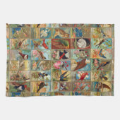 Illustraties uit de 19de eeuw van de vogelstand in theedoek (Horizontaal)