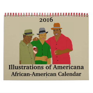 Illustraties van Americana Afrikaans-Amerikaan Kalender