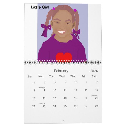 Illustraties van Amerikaans-Amerikaans Amerikaans- Kalender (Feb 2026)