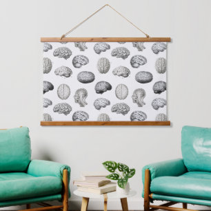 Illustraties van antieke hersen anatomie biologie hangend wandkleed