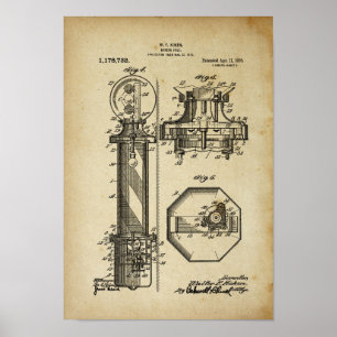 Illustraties van Barber Pole Poster Patent Old loo