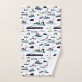 Illustraties van bootjes en schepen Willekeurig pa Bad Handdoek (Handdoek)