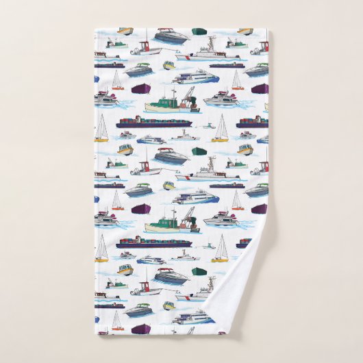 Illustraties van bootjes en schepen Willekeurig pa Bad Handdoek (Handdoek)