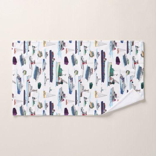 Illustraties van bootjes en schepen Willekeurig pa Bad Handdoek (Handdoek)