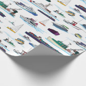 Illustraties van bootjes en schepen Willekeurig pa Cadeaupapier (Hoek)