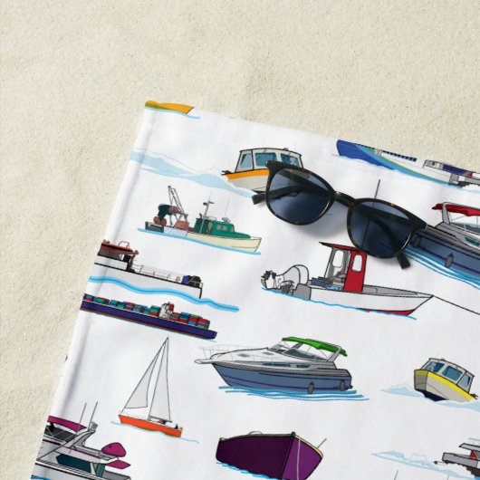 Illustraties van bootjes en schepen Willekeurig pa Strandlaken (In situ)