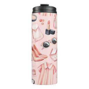 illustraties van de mode. Naadloos patroon Thermosbeker