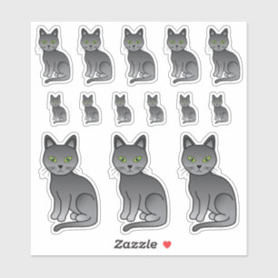 Illustraties van de Russische blauwe Cartoon Cat Sticker