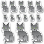 Illustraties van de Russische blauwe Cartoon Cat Sticker (Voorkant)