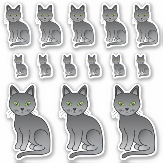 Illustraties van de Russische blauwe Cartoon Cat Sticker (Voorkant)