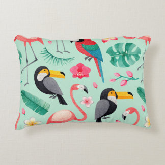 illustraties van de waterverf van vogels, tropisch accent kussen