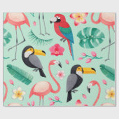 illustraties van de waterverf van vogels, tropisch cadeaupapier (Vlak)