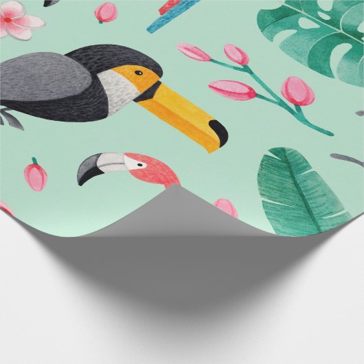 illustraties van de waterverf van vogels, tropisch cadeaupapier (Hoek)