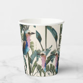 Illustraties van exotische bananen, bladeren, voge papieren bekers (Links)