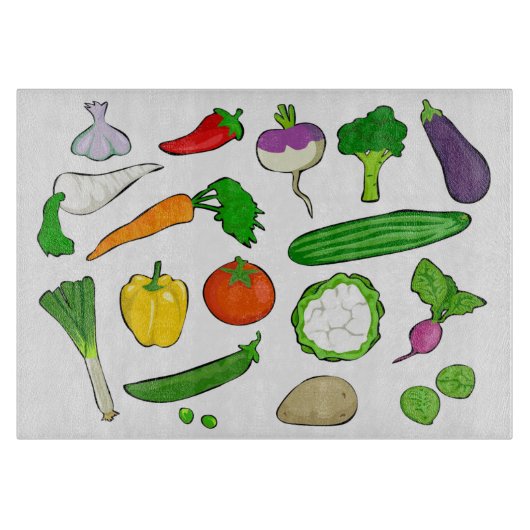 Illustraties van gemengde groenten snijplank (Voorkant)