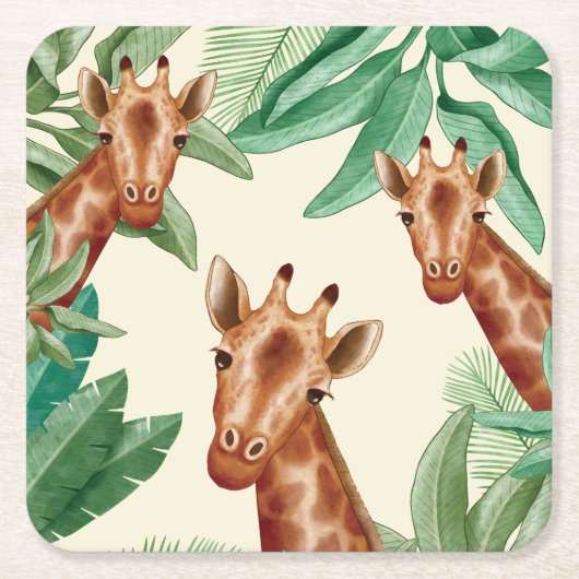 illustraties van Giraffe Kartonnen Onderzetters (Voorkant)