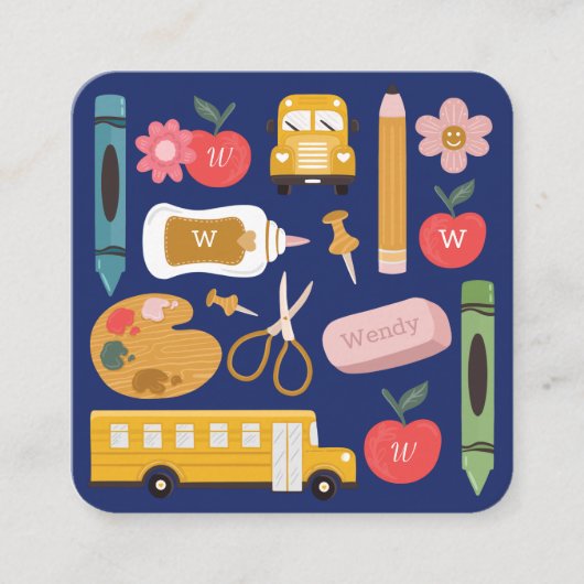 Illustraties van het pictogram Leerkrachten- en le Vierkante Visitekaartje (Voorkant)