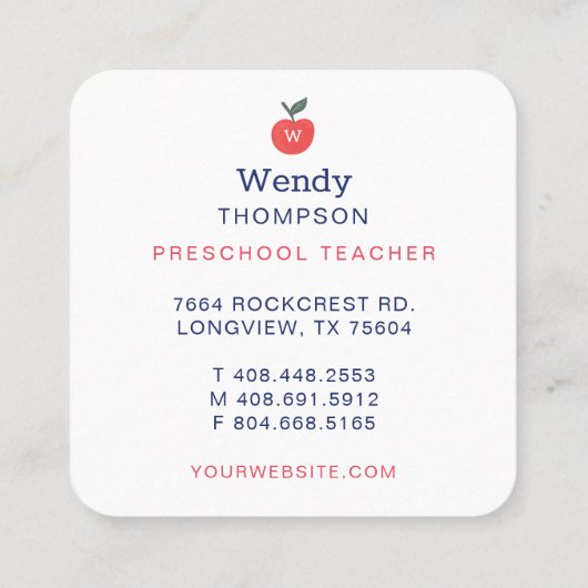 Illustraties van het pictogram Leerkrachten- en le Vierkante Visitekaartje (Achterkant)