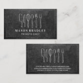 Illustraties van keukengerei | Leisteen | Ledergre Visitekaartje (Voorkant / Achterkant)