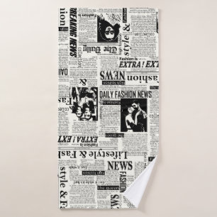 Illustraties van kranten met voorpaginakantiewerk badhanddoek