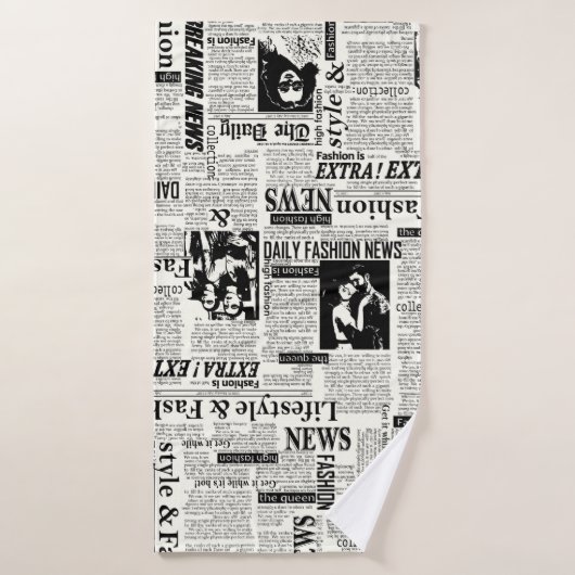 Illustraties van kranten met voorpaginakantiewerk badhanddoek (Badhanddoek)