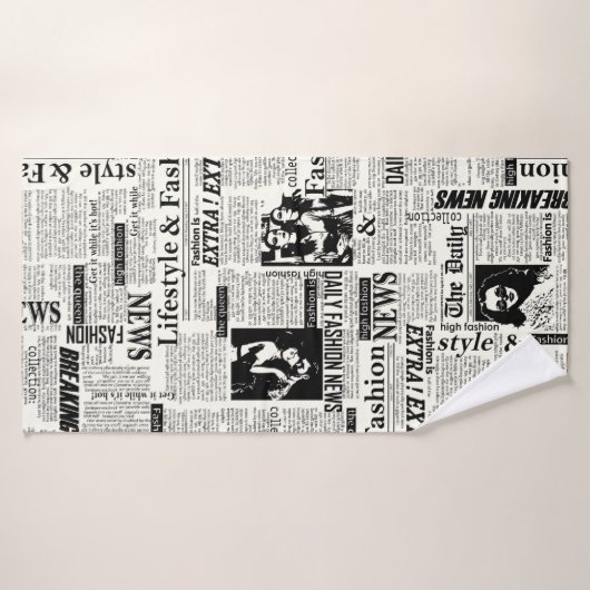 Illustraties van kranten met voorpaginakantiewerk badhanddoek (Badhanddoek)