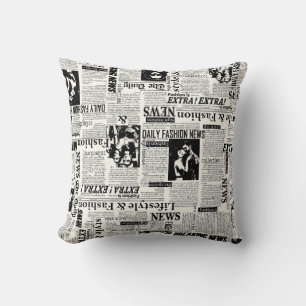 Illustraties van kranten met voorpaginakantiewerk kussen