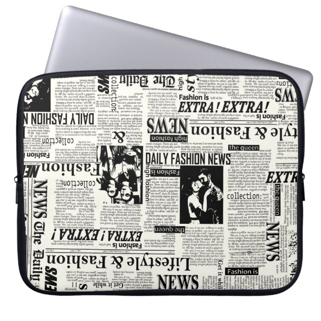 Illustraties van kranten met voorpaginakantiewerk laptop sleeve (Voorkant)