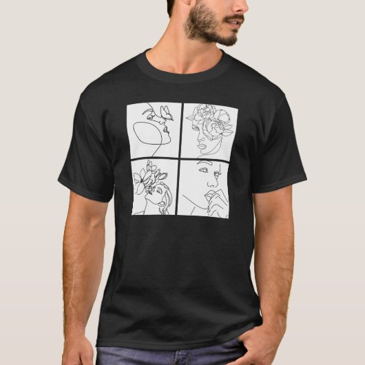 Illustraties van lijnkunst Vrouwen in vier vierkan T-shirt (Voorkant)