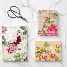  illustraties van rozen op neutrale basis inpakpapier vel