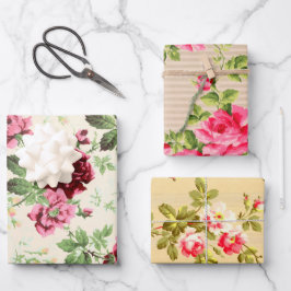  illustraties van rozen op neutrale basis inpakpapier vel